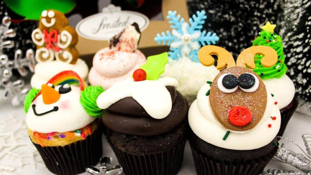 Christmas-themed cupcakes from Frosted Cakery