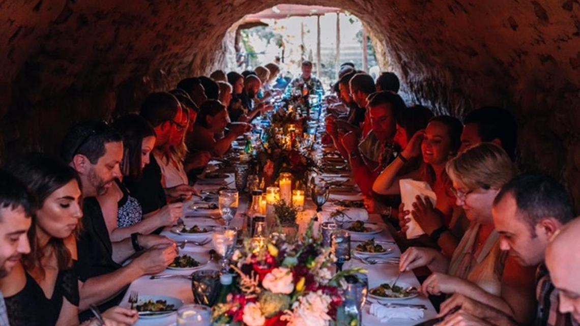 Underground supper at Forestiere Underground Gardens