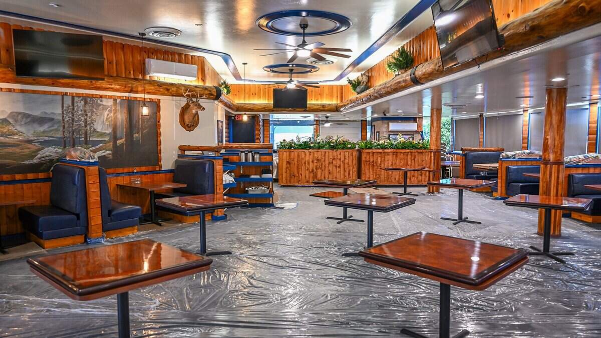 New tables, rug and other details will be part of the remodeled dining room at Yosemite Falls Cafe on Blackstone near Shaw in Fresno for its expected reopening in July after a fire forced its closure nearly 10 months ago.
