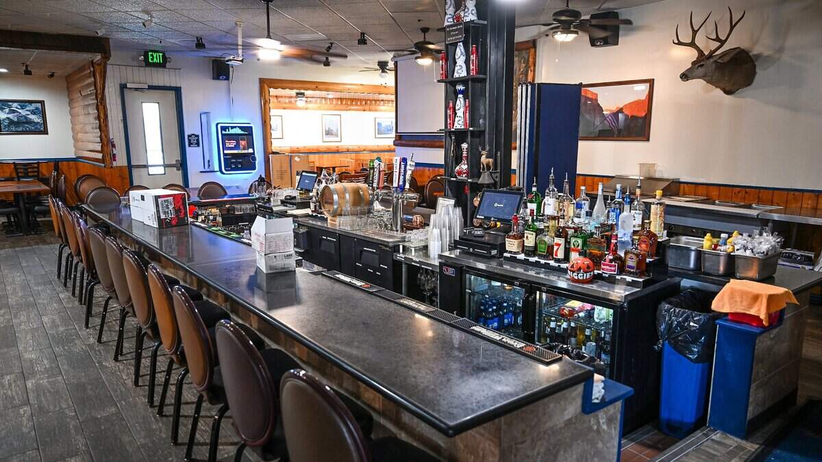 The lounge and bar area at Yosemite Falls Cafe on Blackstone near Shaw in Fresno is opening with a limited menu prior to the restaurant's expected reopening in July. A a fire forced its closure nearly 10 months ago.