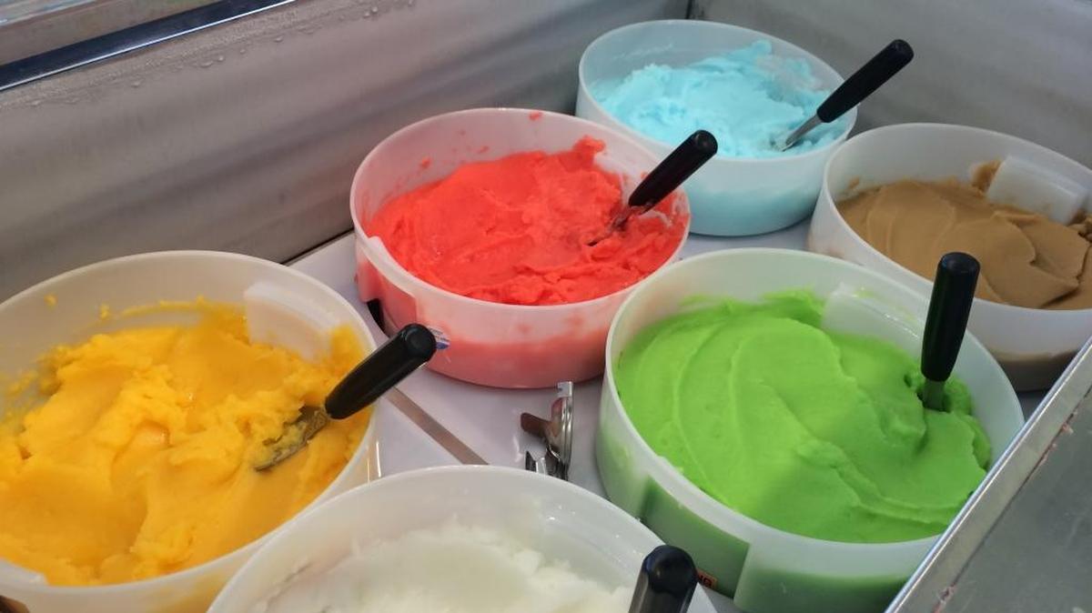 Colorful flavors of Italian ice are ready for customers at Rita’s of Clovis, which opened last month.