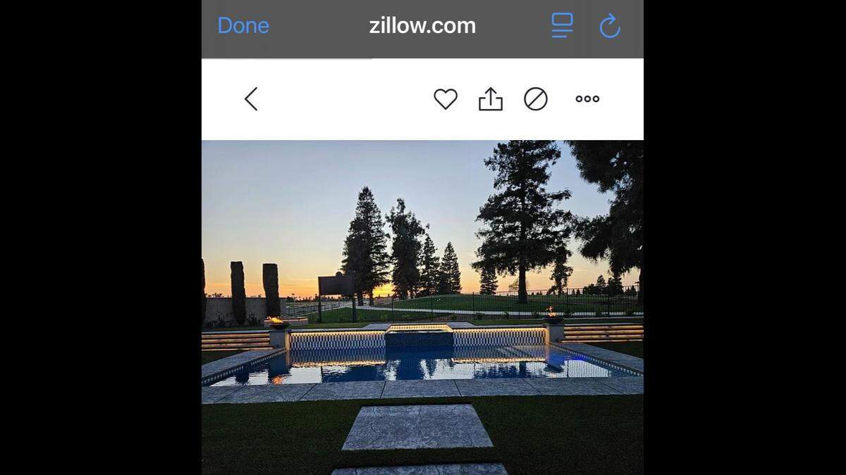 The property boasts of a “resort-style backyard” with “a custom-designed pool and firepit” that “create an idyllic setting for relaxation and entertaining.”