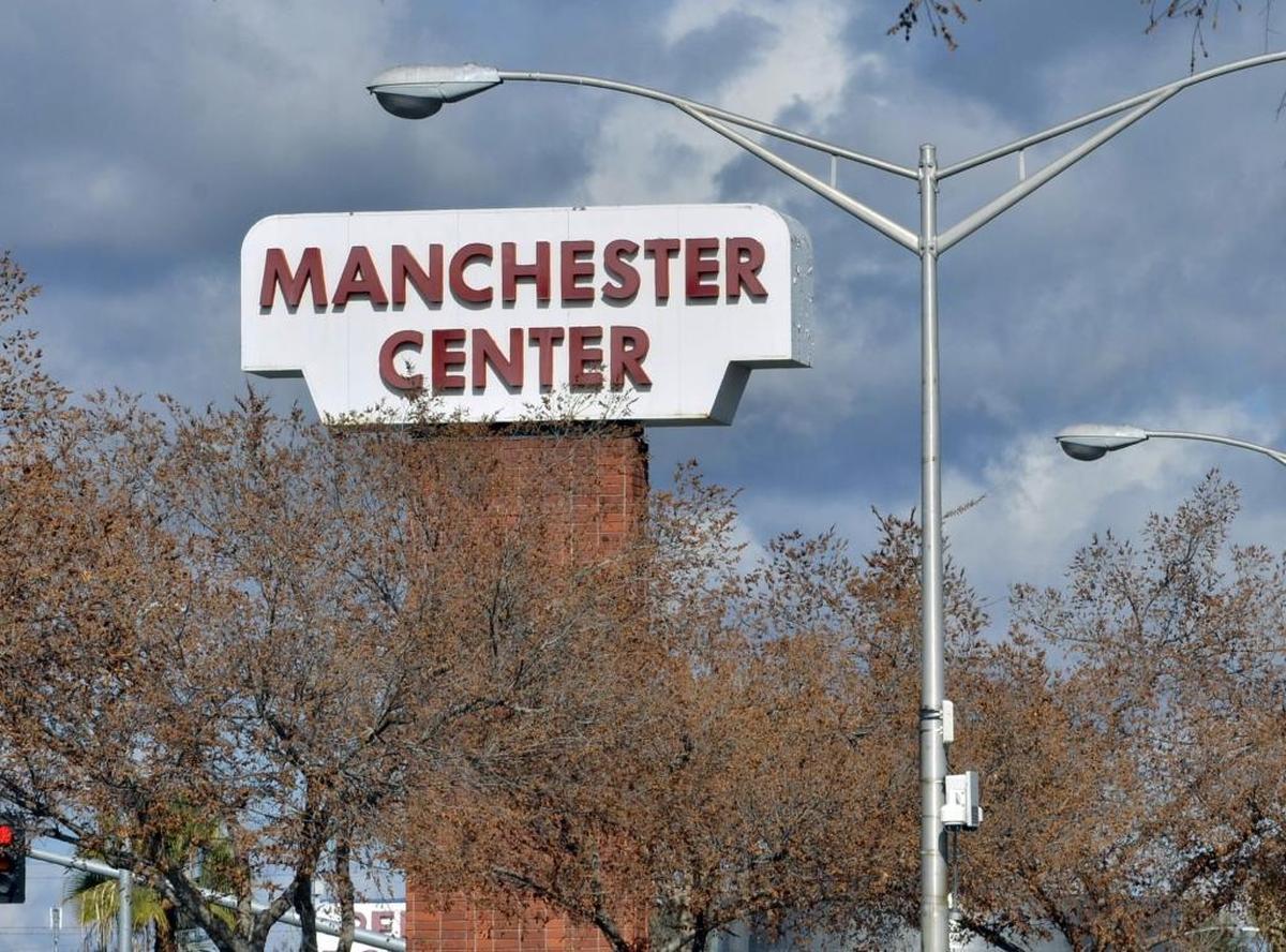 The main sign for the old Manchester Center shopping mall. Photographed on Friday, January 31, 2014 in Fresno, Calif. The mall is in the midst of a renovation.