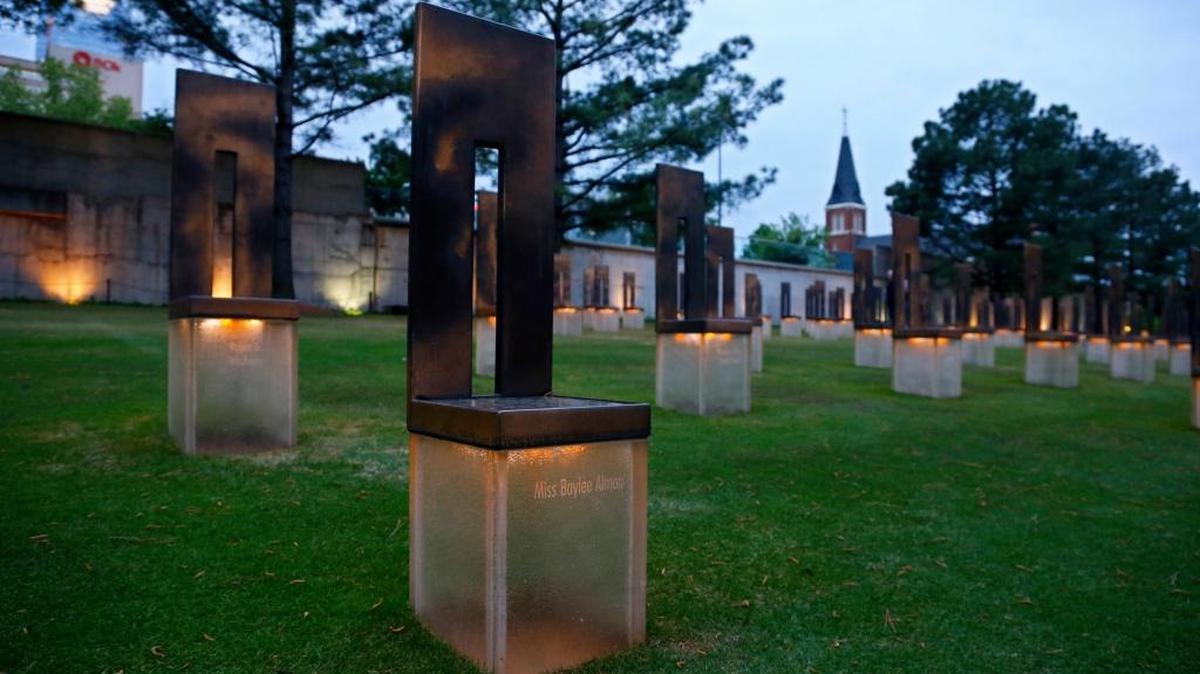 The Field of Empty Chairs honors bombing victims at the Oklahoma City National Memorial.