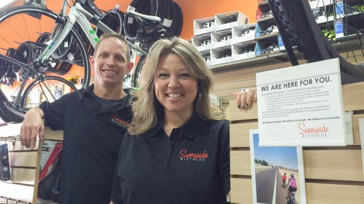 John and Vanessa McCracken own Sunnyside Bicycles. The shop is on Kings Canyon Avenue in Fresno. They recently had to close a store they opened a year ago in Reedley.