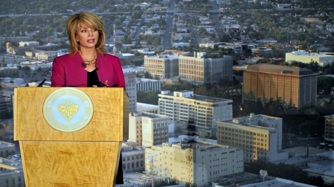 Mayor Ashley Swearengin gives her final state of the city address in June. The city faces many economic challenges, but got good news Aug. 24 when Moody’s Investor Service upgraded a large chunk of bonded debt carried by the city to investment grade.