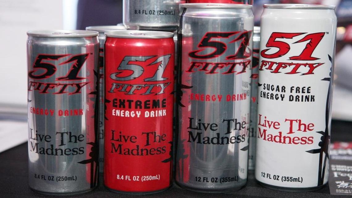 Controversy about the name of the energy drink 51FIFTY continues, but people on both sides of the issues have made gestures supporting each other. Here, the drink was photographed during the Fresno Food Expo new products/People’s Choice award event in 2013.