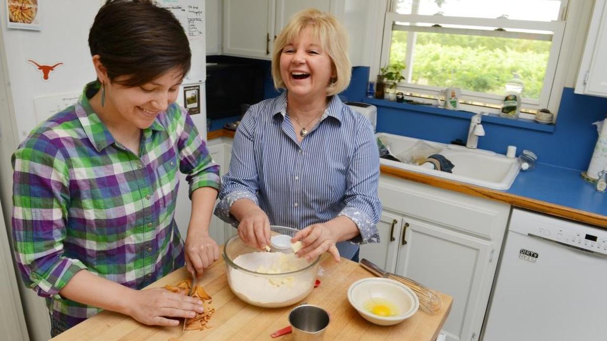 Nikiko, left, and Marcy Masumoto work on a scones recipe in the kitchen of the family farm near Del Rey in 2013. Nikiko Masumoto will appear on a White House panel next week speaking about the future of food.