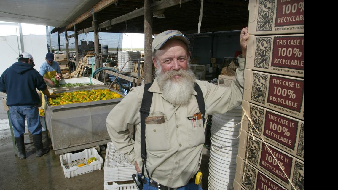 

Tom Willey at the packing shed at T&D Willey Farms in Madera in 2004. His T&D Willey Farms is a pioneer in community supported agriculture in the central San Joaquin Valley. On Thursday, May 28, 2015 Willey joined in an announcement that he has agreed to sell the service to Fresno Food Commons.
