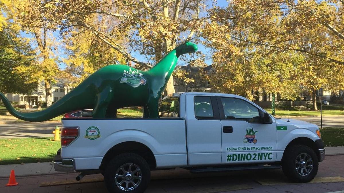 Dino, Sinclair Oil’s fiberglass dinosaur mascot, will be traveling across the country in celebration of the company’s 100th birthday.