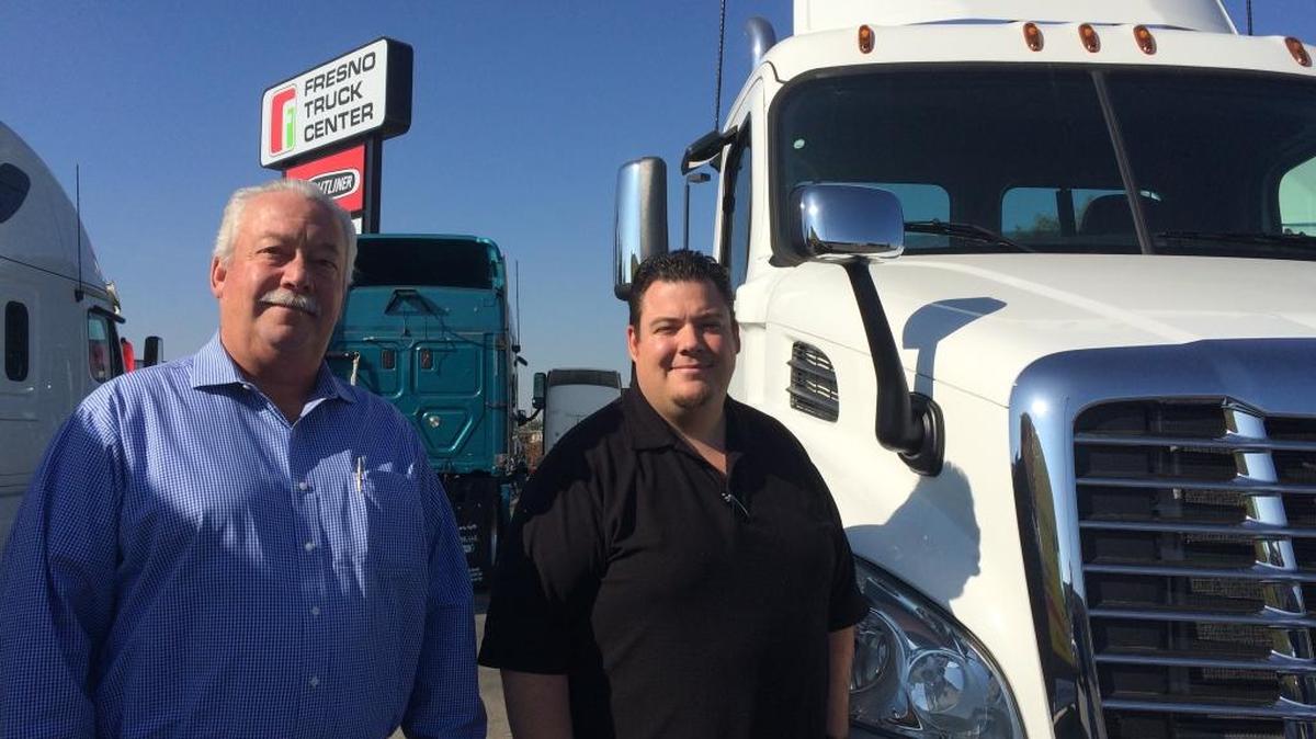 Doug Howard, left, and son Lee Howard are the third and fourth generations of family ownership of California Truck Centers, headquartered at the Fresno Truck Center along Highway 99 in Fresno. The company celebrated its 85th anniversary last month.