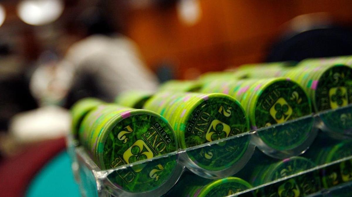 
A 2008 file photo of a tray of poker chips at Club One, a casino in downtown Fresno.
