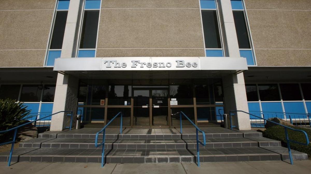 The entrance to The Fresno Bee at 1626 E St. in downtown Fresno.