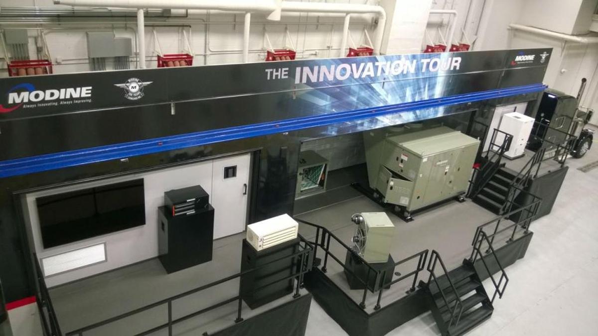 Modine of Racine, Wis., will bring its 53‐foot-long fold-out exhibit trailer to 8090 N. Palm Ave. in Fresno on Monday April 18 from noon to 6 p.m. The company manufactures commercial heating and air conditioning equipment.
