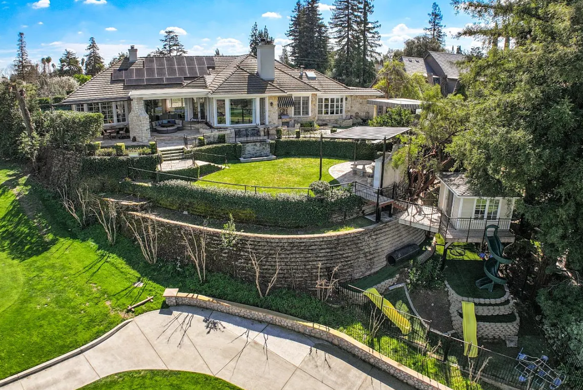 A view of the backyard.