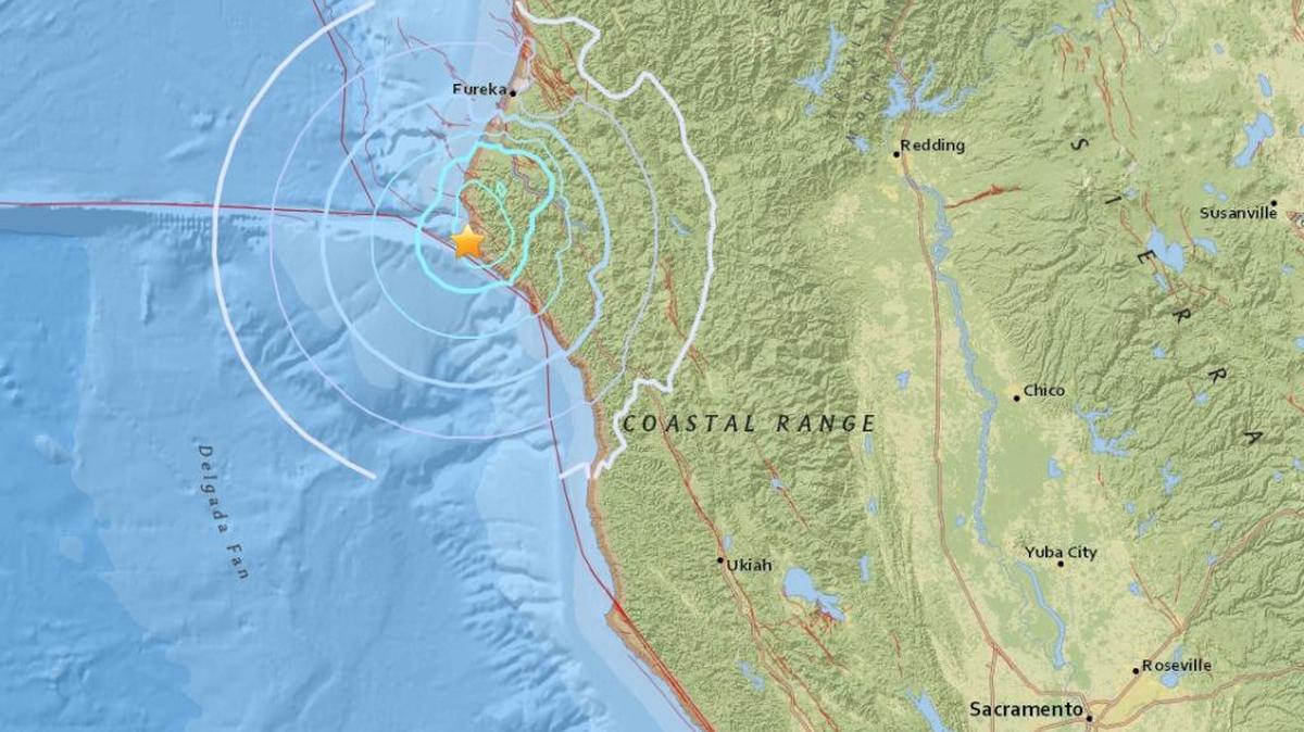 U.S. Geological Survey’s map of a 4.3 earthquake that struck offshore Northern California on Monday, December 5, 2016.