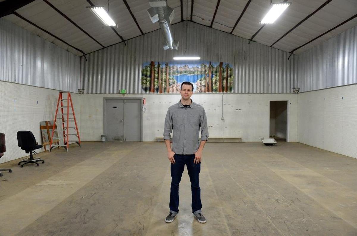 Michael Dunaway, president of Green Bean Pharm, stands in what will be a bud room in his company’s new recreational marijuana complex, which will open in February in the old High Sierra Lumber in Woodlake.