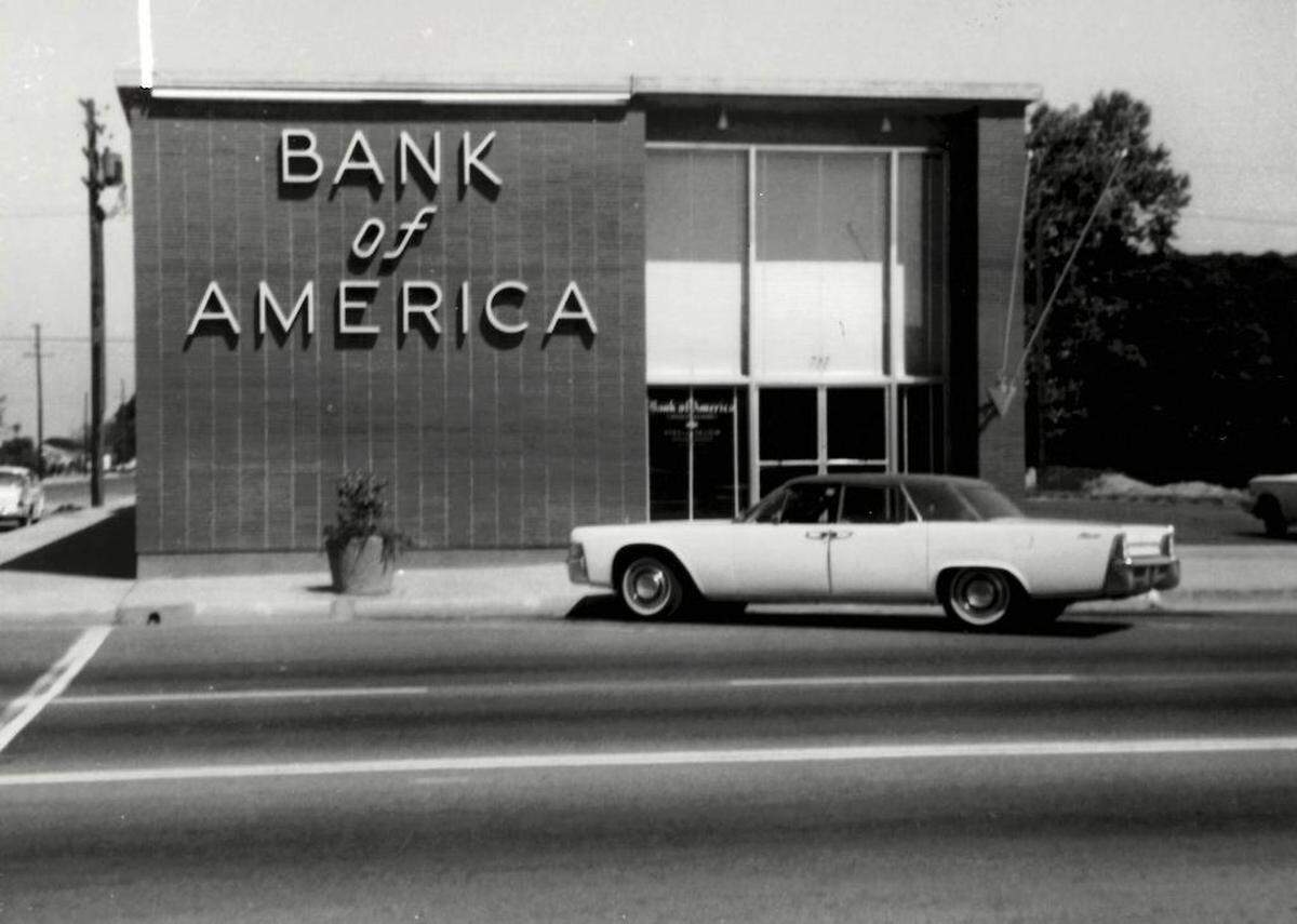 The Bank of America branch iin Kerman, seen in the 1960s, remains in the same location.