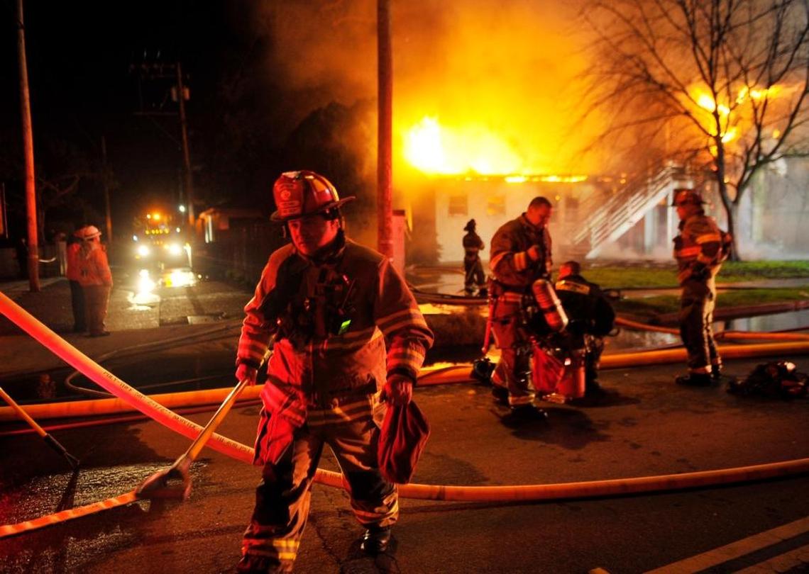 Fresno firefighters battle a five-alarm blaze that claimed the historic Rehorn home near downtown Fresno in February 2016. Fresno Fire Department personnel received more than $9.1 million in overtime pay in 2016, or an average of almost $27,000 on top of regular wages for each of the 338 firefighters, captains, battalion chiefs and other employees who earned overtime for the year.