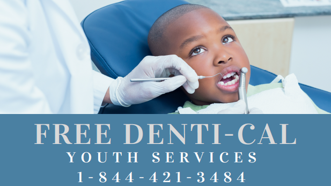 A flier promotes the Free Denti-Cal Youth Services program, available for those on Medi-Cal through the County of Fresno.