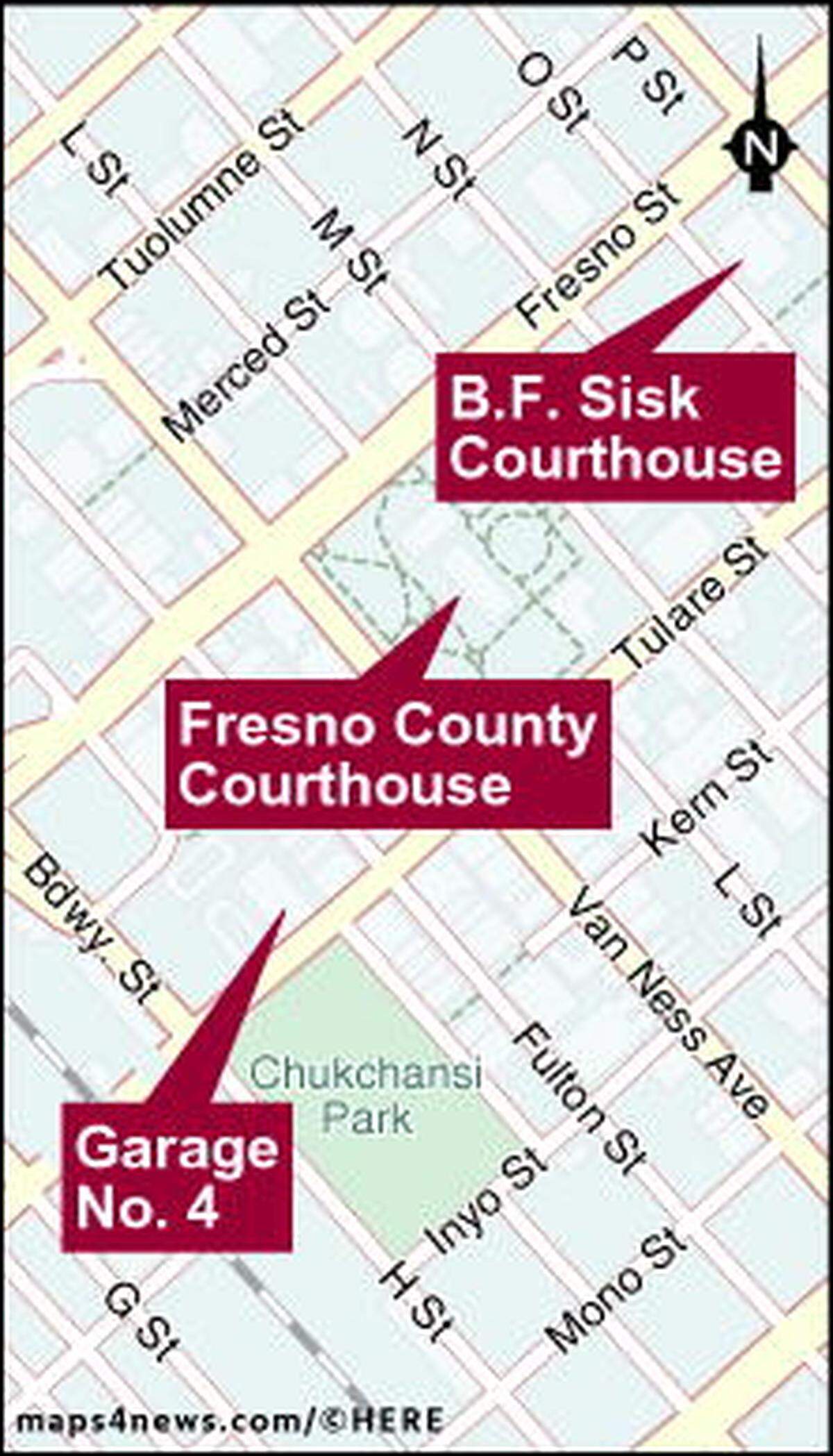 Parking for Fresno County court jurors is typically offered in city-owned Garage No. 4 on Tulare Street.