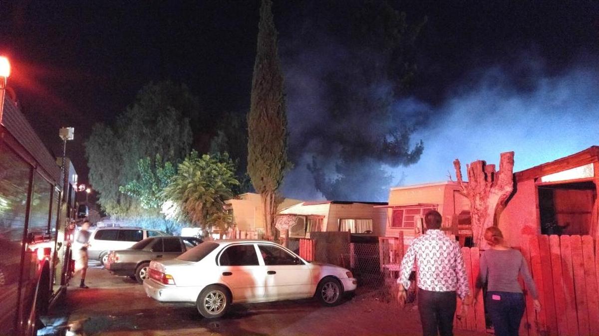 A fire damaged a mobile home in southeast Fresno Saturday night, July 2.