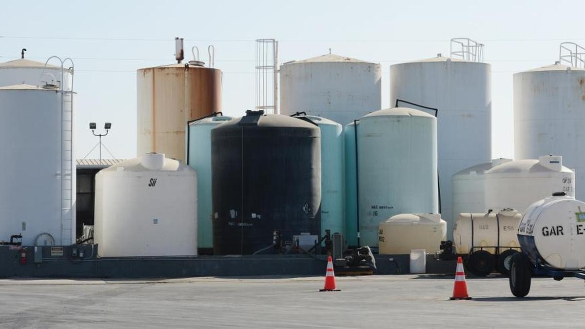 Part of the Gar Tootelian Inc. tank farm near Reedley, as seen in this 2013 file photo as the company was preparing to replace outdated tanks with new ones. The ag chemical operation was damaged Sunday, Aug. 6, 2017, in a four-alarm commercial fire.