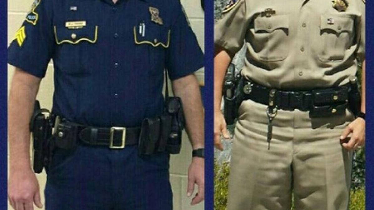 Sgt. Matt Trahan of the Louisiana State Police, and his California cousin, Officer Traci Gallian of the Fresno office of the CHP.
