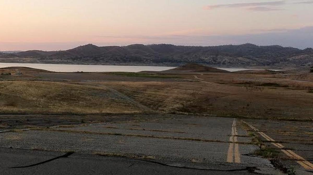 
The beach area at Millerton Lake where a girl went underwater while trying to help her brother on Sunday. She remained hospitalized on Monday.
