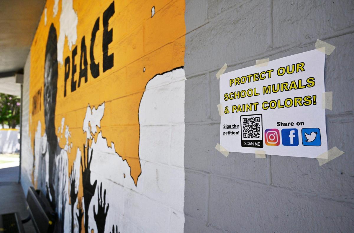 Edison High School staff have launched a social media campaign that aims to help preserve three murals when the district paints the school buildings later this month. Photographed Wednesday, July 12, 2023 in Fresno.