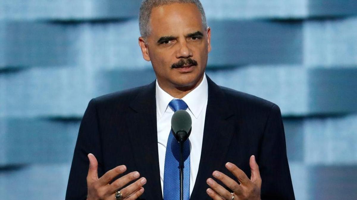 In this file photo, former Attorney General Eric Holder speaks during the second day of the Democratic National Convention in Philadelphia. Vowing to protect California’s values and constitutional guarantees, state legislative leaders have selected Holder to serve as outside counsel to advise on legal strategy against the incoming Trump administration.