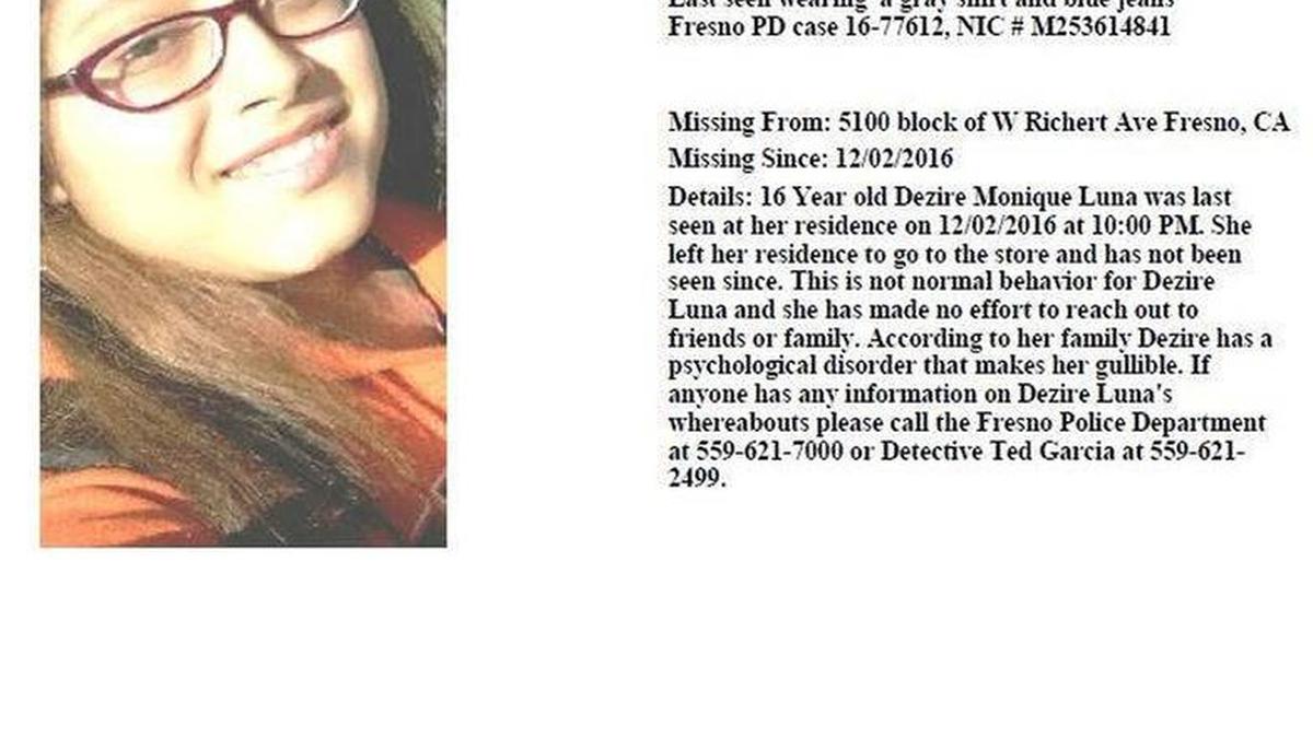 Missing teen Dezire Monique Luna, 16.