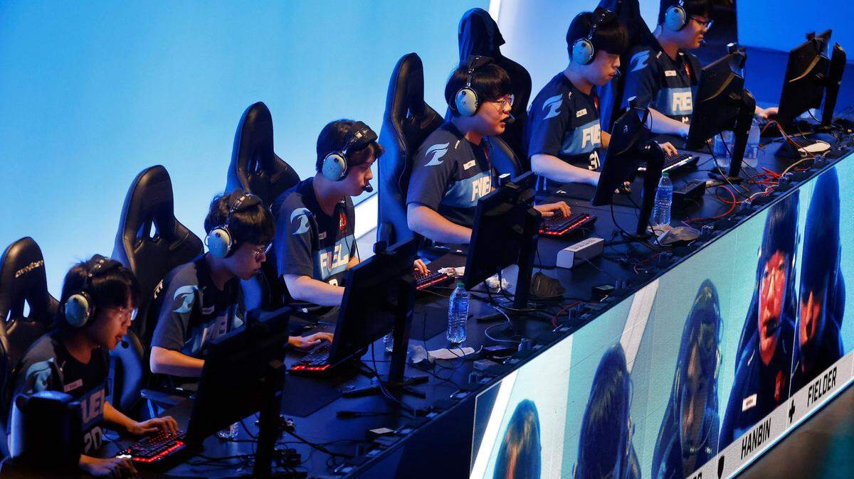 The Dallas Fuel team competes against the Houston Outlaws in their Overwatch League match at Esports Stadium Arlington Friday, July 9, 2021.