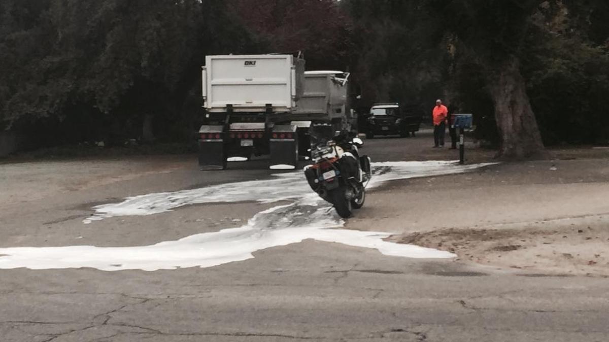 A big rig and a bicycle collided Tuesday morning on Maroa Avenue south of Ashlan Avenue in Fresno.