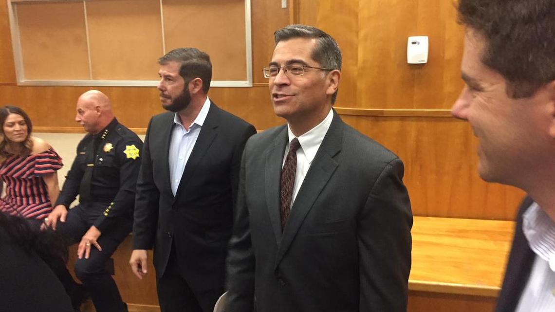 California Attorney General Xavier Becerra visited officials in Fresno on Friday, Feb. 9, 2018.