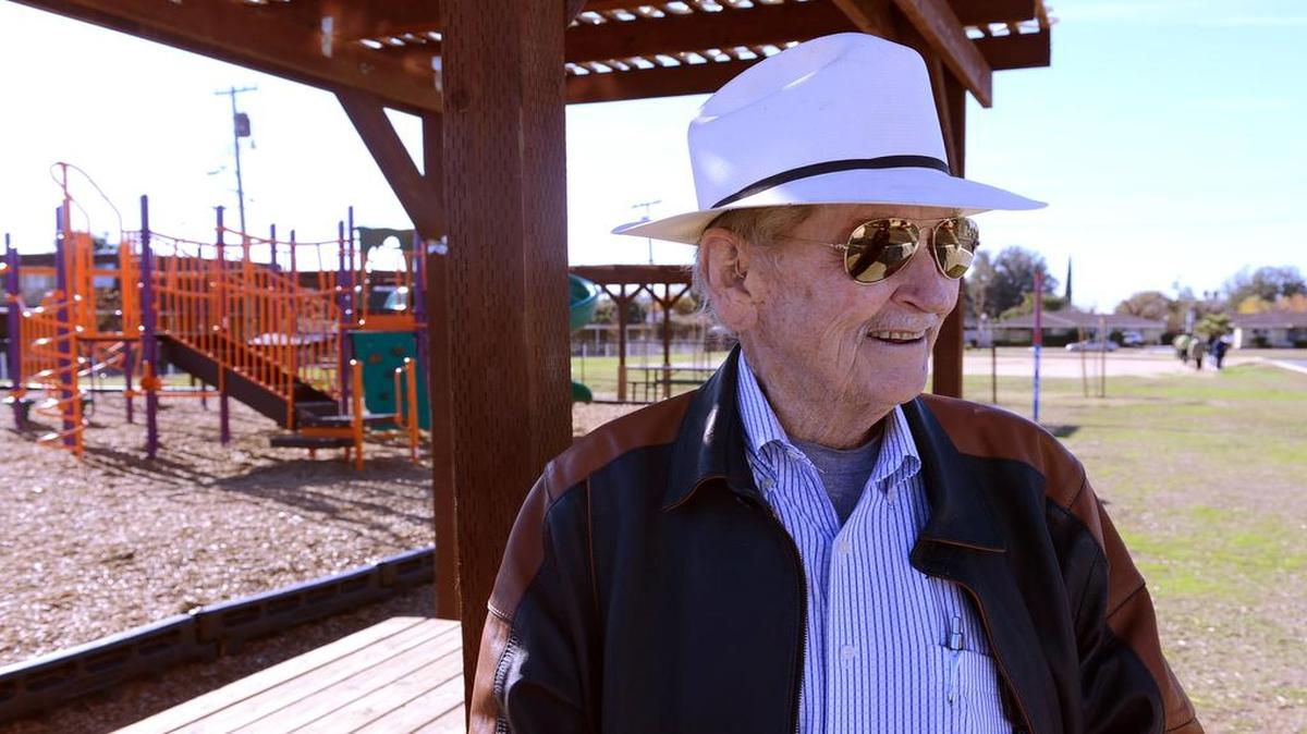 
Peter Bennett looks over new playground equipment at El Dorado Park in northeast Fresno in this 2012 file photo. The park is one of countless causes to which Bennett donated money through the Fresno Regional Foundation and other channels during his lifetime. 
