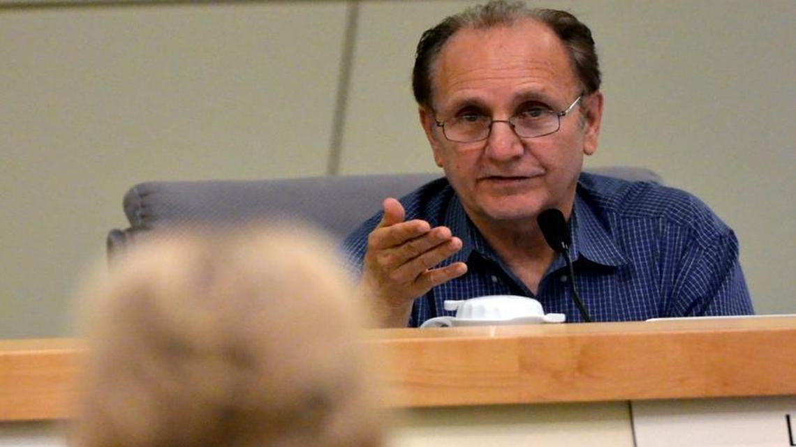 Fresno City Council Member Lee Brand asks a question of Mayor Ashley Swearengin during a 2013 budget hearing. On Tuesday, Brand and fellow Council Member Oliver Baines will propose changes to the city’s five-year-old Transparency Act, less than a week after news broke that Swearengin gave bonuses and deferred compensation packages totaling $300,000 to some of her top lieutenants.
