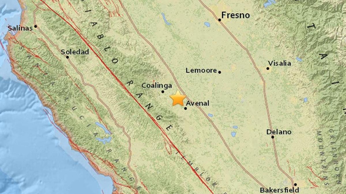 An earthquake with a magnitude of 3.6 was detected Thursday morning, March 16, 2017, about 10 miles northwest of Avenal, the U.S. Geological Service reported.