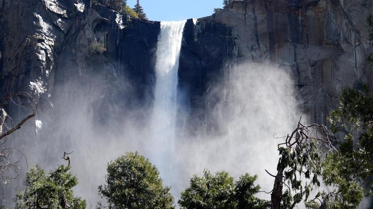 Mist rises from Bridalveil Fall in Yosemite National Park. Applications for summer jobs at the park are now being taken online.