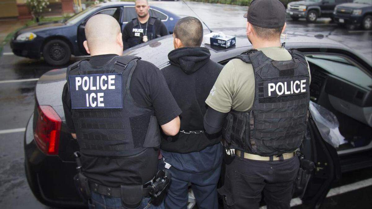 Foreign nationals are arrested in 2017 during a targeted enforcement operation conducted by Immigration and Customs Enforcement (ICE) in Los Angeles.