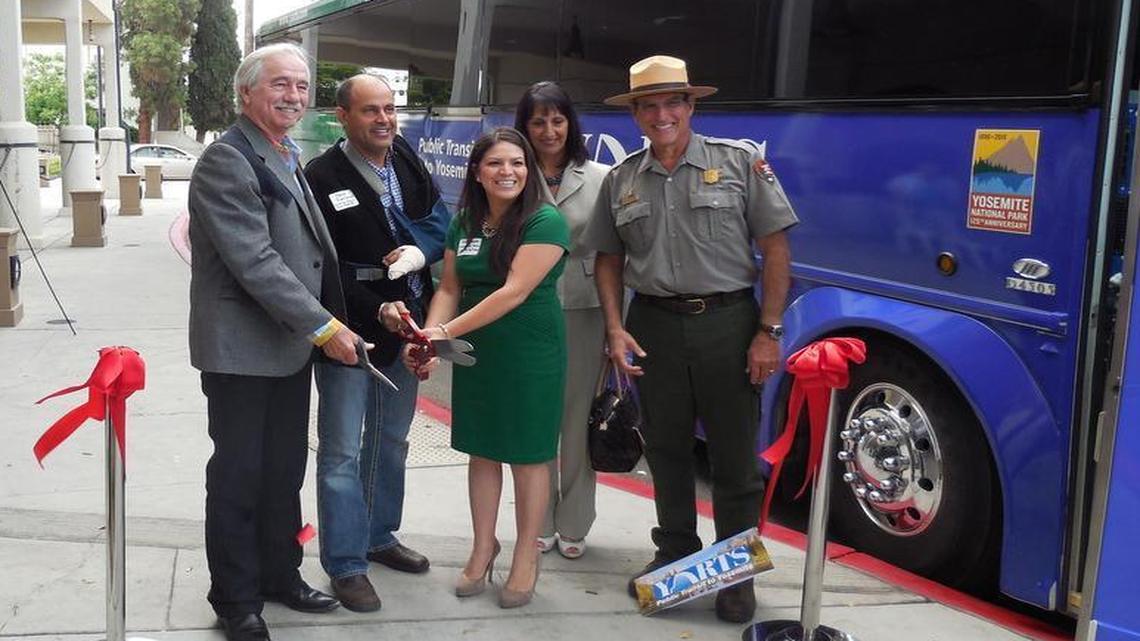 
A ribbon cutting at the Fresno Amtrak train station on Wednesday morning to kickoff a new YARTS bus route along Highway 41 from Fresno to Yosemite, set to start Saturday.
