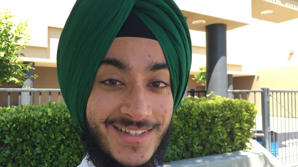 Karanveer Singh Pannu, a Sikh American teenager who wrote “Bullying of Sikh American Children” after being bullied in school, spoke at Central High East Campus in Fresno, on Saturday, April 30, 2016.