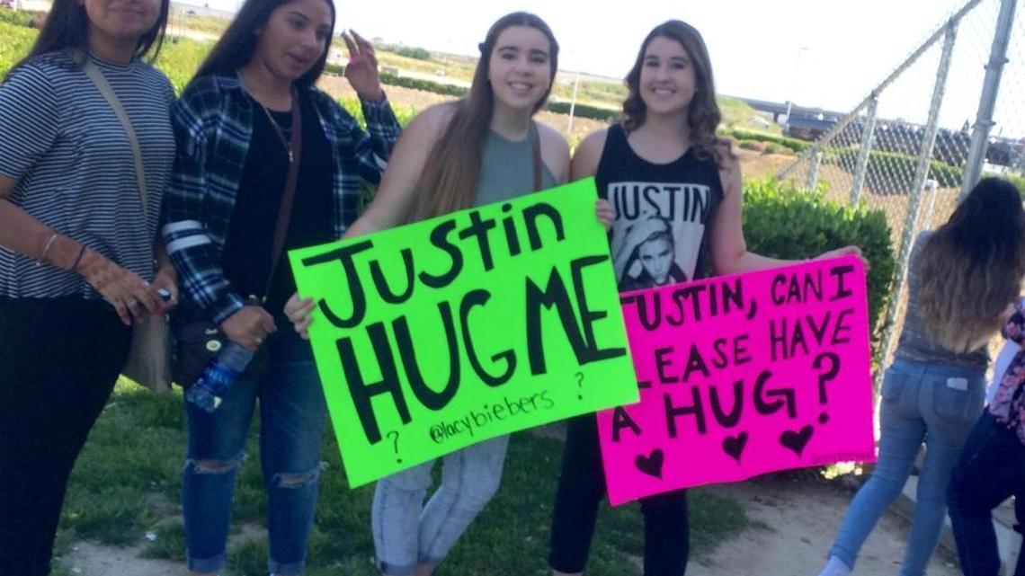 Lacy Andrews, 12, and her sister Emily, 15, came from Brentwood to see Justin Bieber. They made the four-hour drive with their parents, who also are going to the concert Saturday evening.
