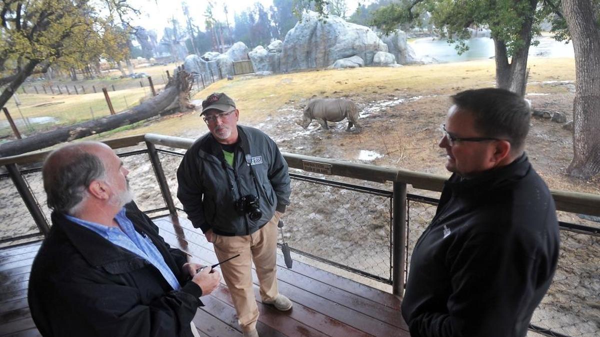 From left, Fresno Chaffee Zoo CEO Scott Barton, Dan Cassidy, of Omaha's Henry Doorly Zoo general curator, and Brian Timm, Omaha's Henry Doorly Zoo & Aquarium director of facilities, tour the Fresno Chaffee Zoo on Jan. 6, 2016 in Fresno.