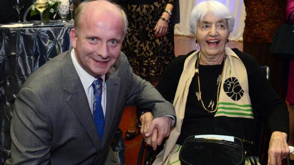 Theodore Kuchar, former music director of the Fresno Philharmonic Orchestra, is photographed with Roxie Moradian at a cocktail party prior to the Fresno Philharmonic’s 60th anniversary dinner gala at Valdez Hall in downtown Fresno on Jan. 25, 2014.