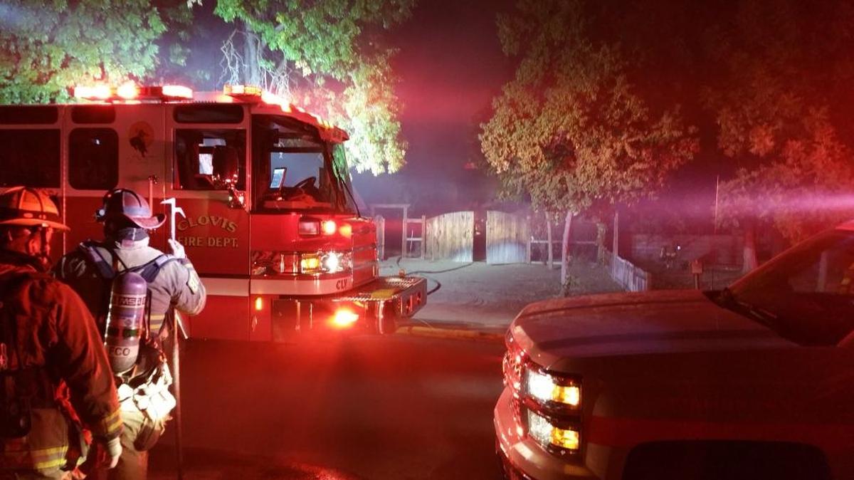 
Fresno County firefighters battle a two-alarm fire that broke out in Tarpey Village on Friday night, knocking out power for a city block and forcing the closure of Ashlan Avenue.
