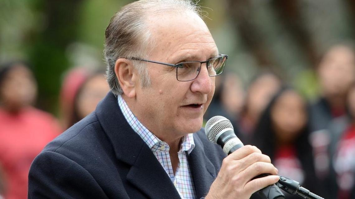 In a January file photo, Fresno Mayor Lee Brand speaks at the Martin Luther King Jr. garlanding ceremony in downtown Fresno.