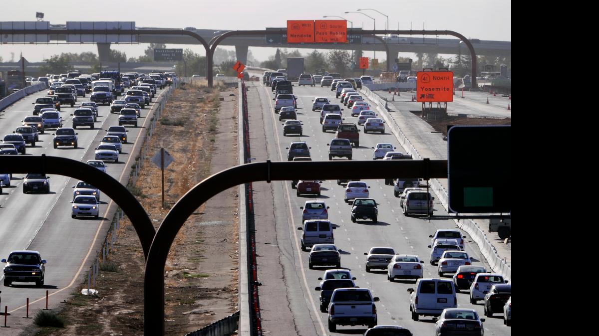 
The interchange from Highway 180 to Highways 41 and 168 in central Fresno is shown in a September 2013 file photo.
