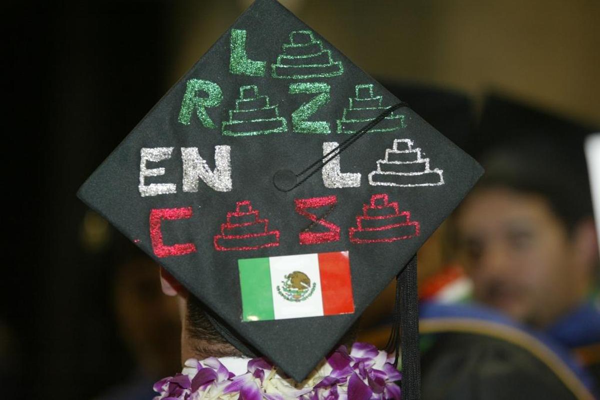 A graduation cap during a 2005 Fresno State commencement. Eliezer Joaquin Risco Lozada started Fresno State’s La Raza Studies at the university.
