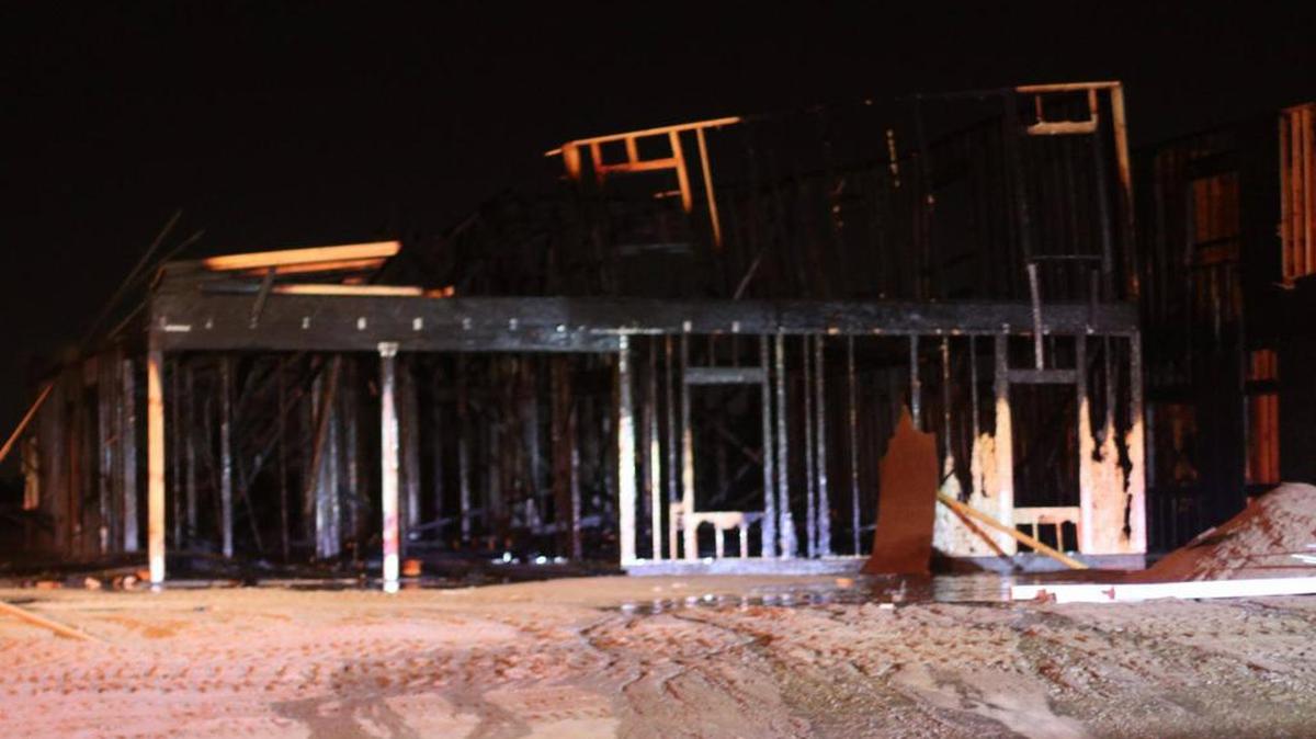 An under-construction home was destroyed in west Fresno on Sunday, Oct. 29, 2017.